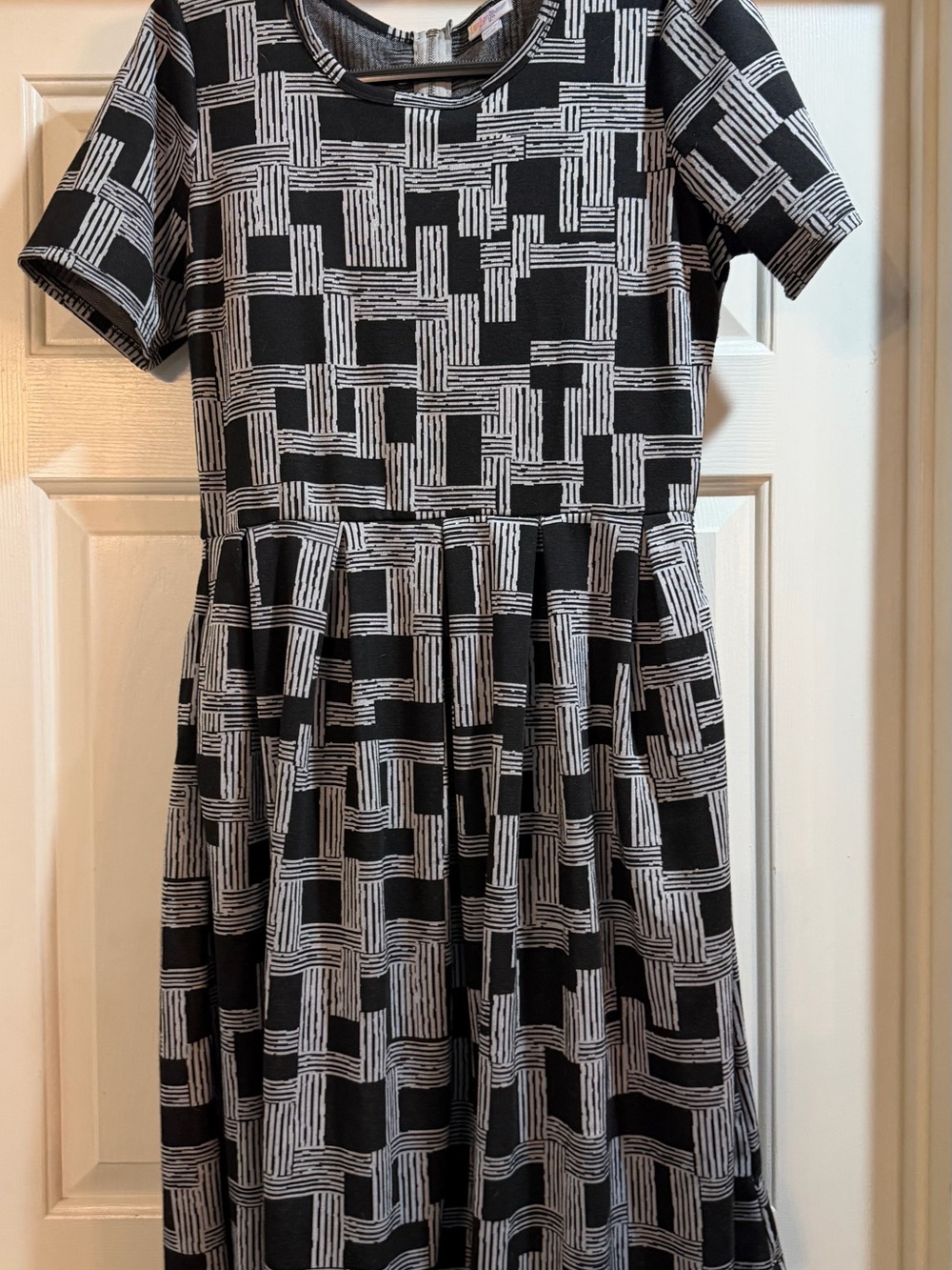 LuLaRoe Amelia Black & White Geometric Fit-and-Flare Dress